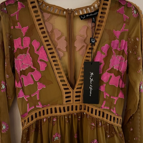 For Love and Lemons Barcelona Maxi Dress Old Gold - Picture 10 of 11